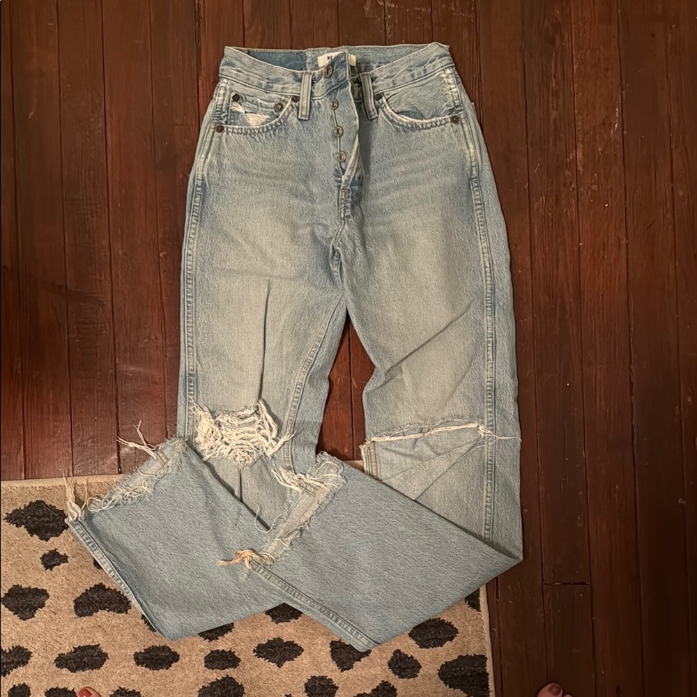 RE/DONE Women's Light Blue Distressed Jeans